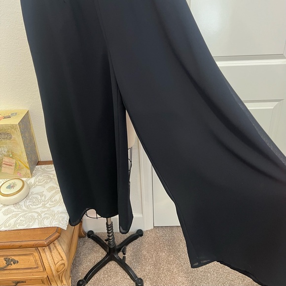 Drapers & Damons -Sz 16 Exquisite Black Crepe Wide-Leg Palazzo Pants Lux Fabric - Picture 3 of 13